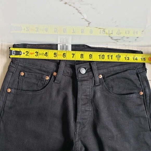 Levis 501 Jeans Mens 28x30 Black Straight Leg Button Fly Western American Denim